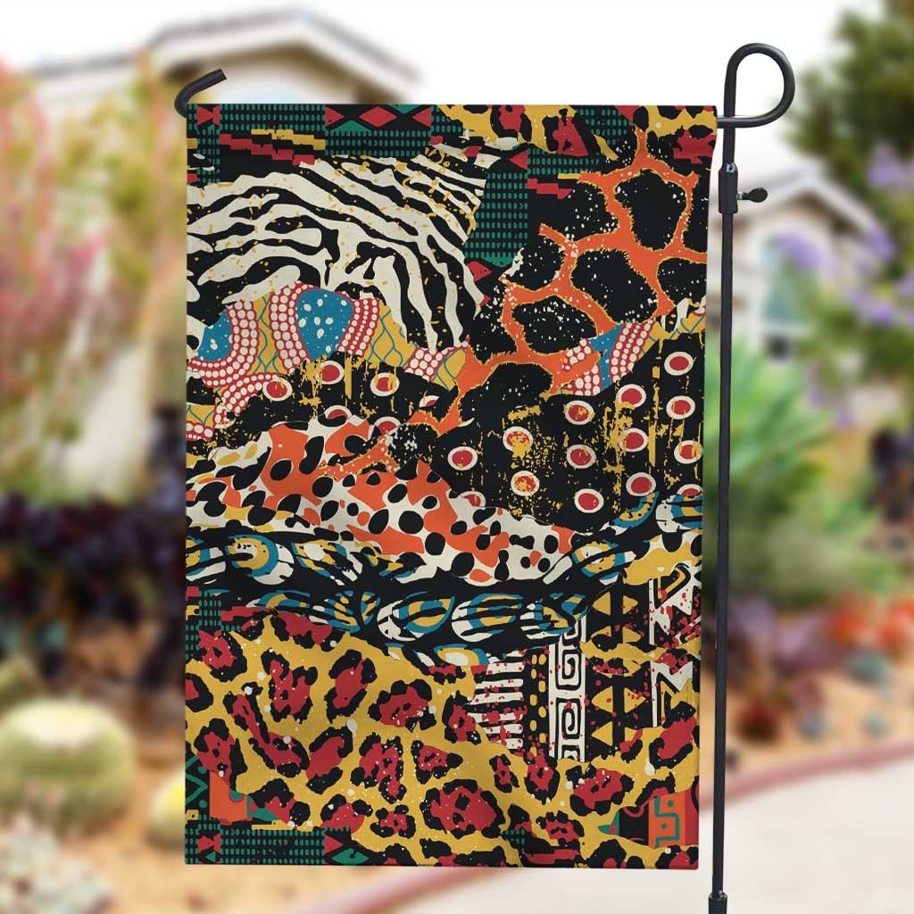 African Mixed Wild Animal Skins Garden Flag LT9