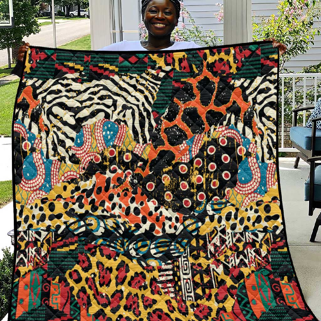 African Mixed Wild Animal Skins Quilt LT9