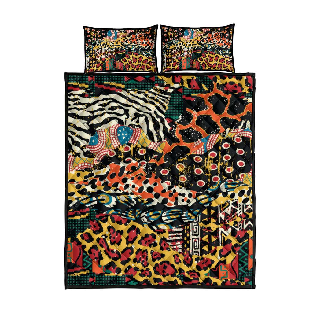 African Mixed Wild Animal Skins Quilt Bed Set LT9