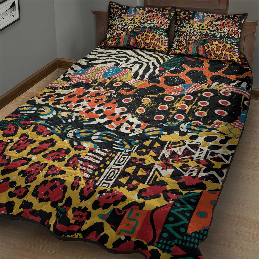 African Mixed Wild Animal Skins Quilt Bed Set LT9