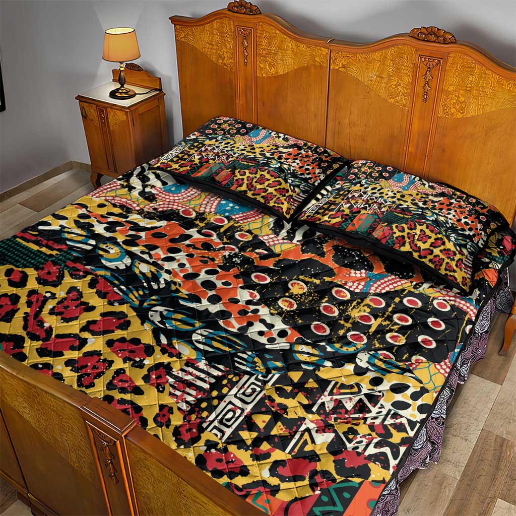 African Mixed Wild Animal Skins Quilt Bed Set LT9