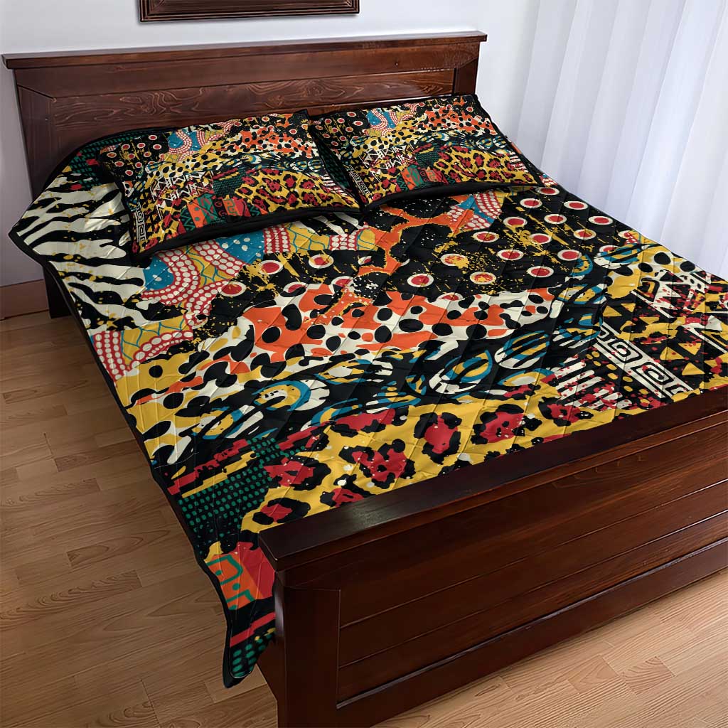 African Mixed Wild Animal Skins Quilt Bed Set LT9