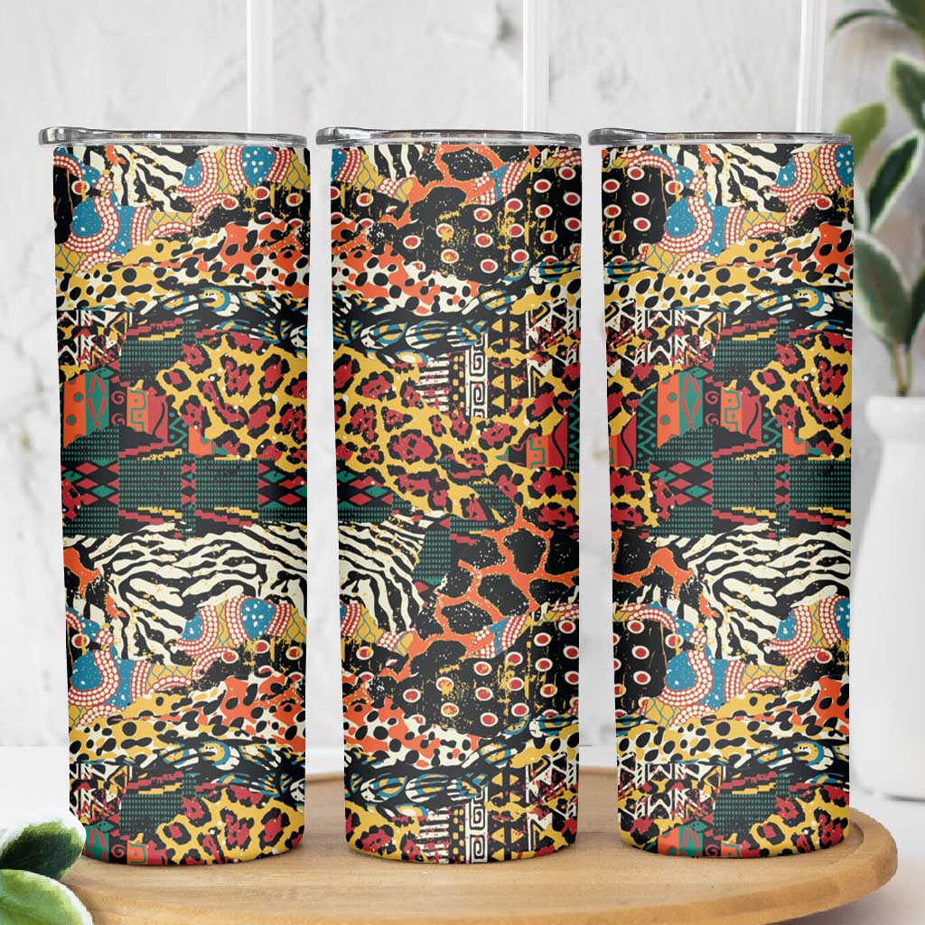 African Mixed Wild Animal Skins Skinny Tumbler LT9