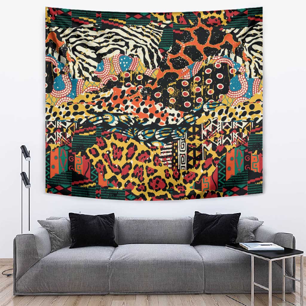 African Mixed Wild Animal Skins Tapestry LT9