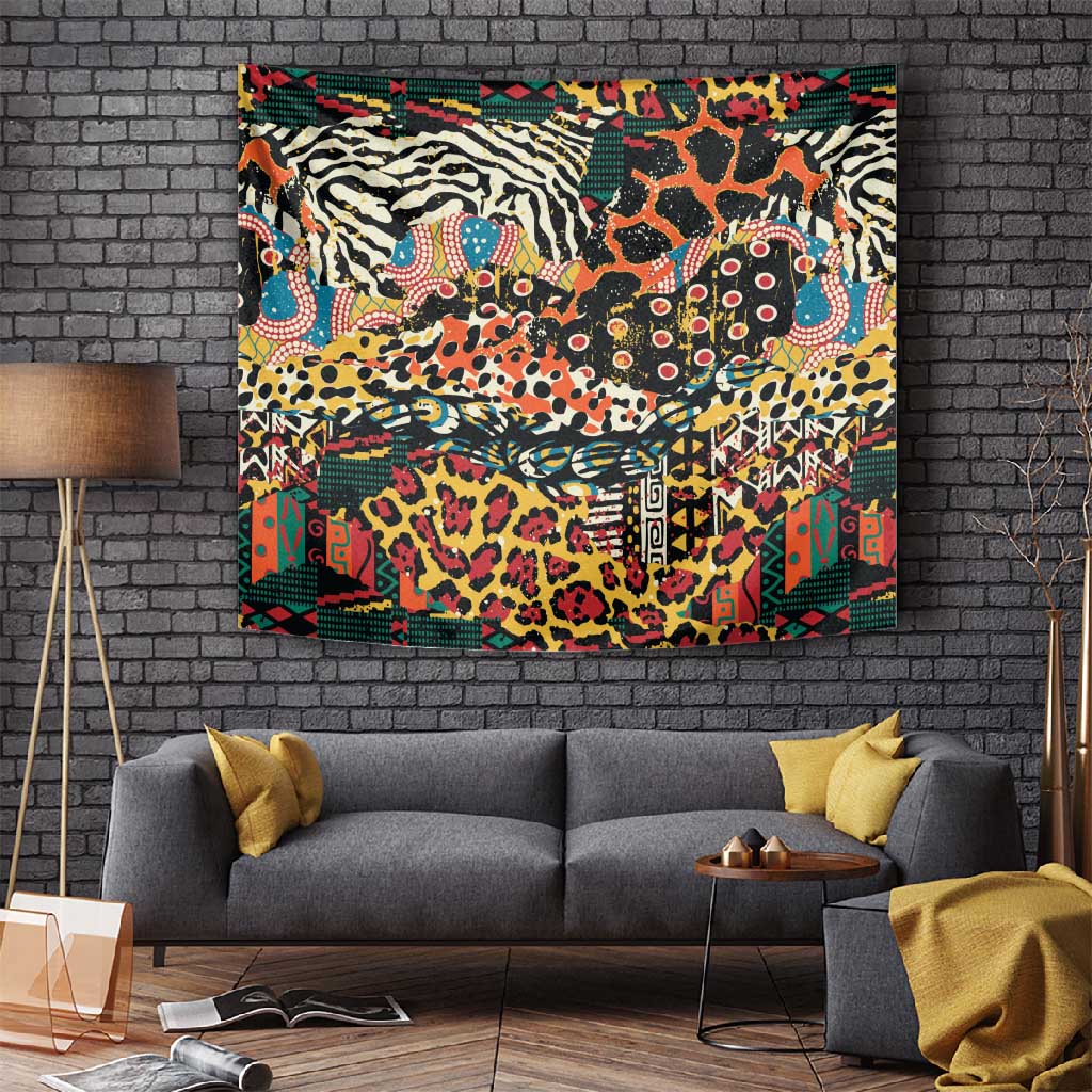 African Mixed Wild Animal Skins Tapestry LT9