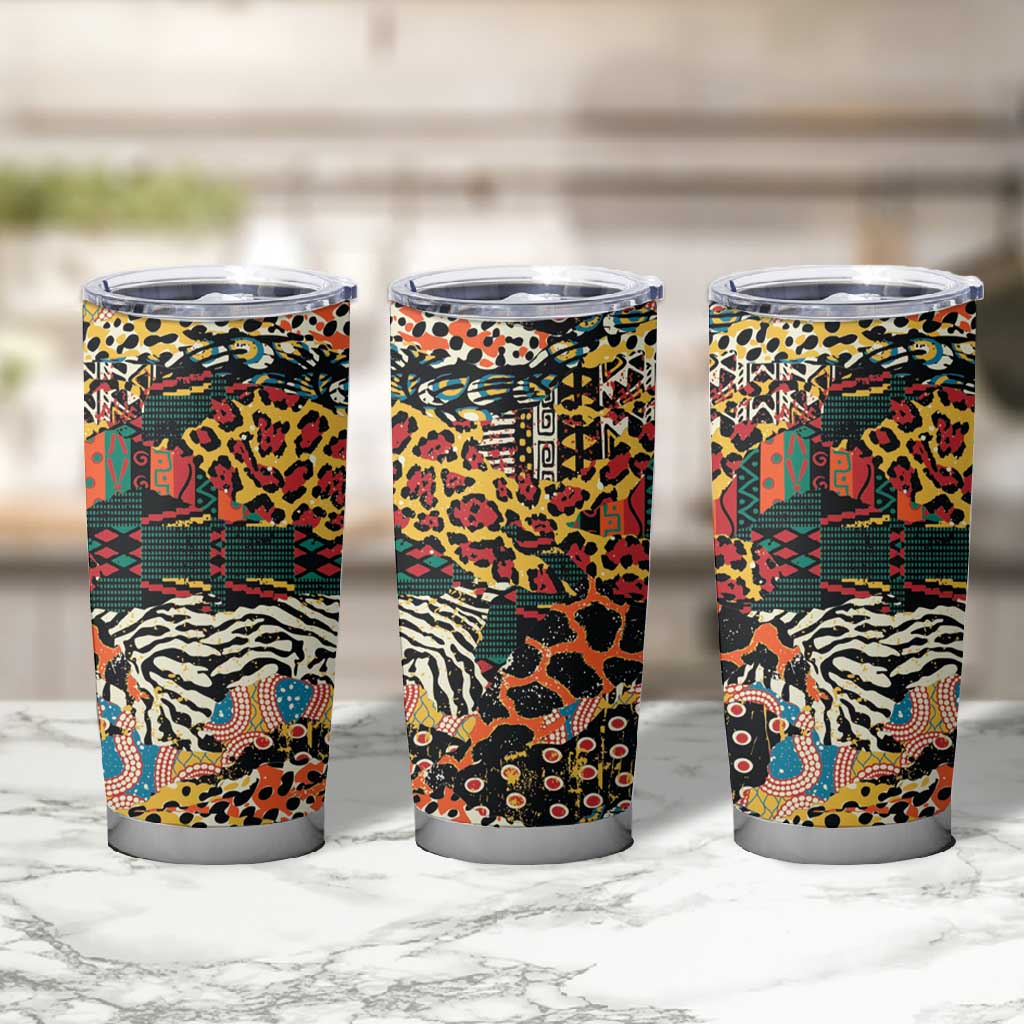 African Mixed Wild Animal Skins Tumbler Cup LT9
