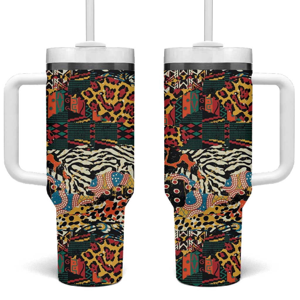 African Mixed Wild Animal Skins Tumbler With Handle LT9