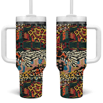 African Mixed Wild Animal Skins Tumbler With Handle LT9