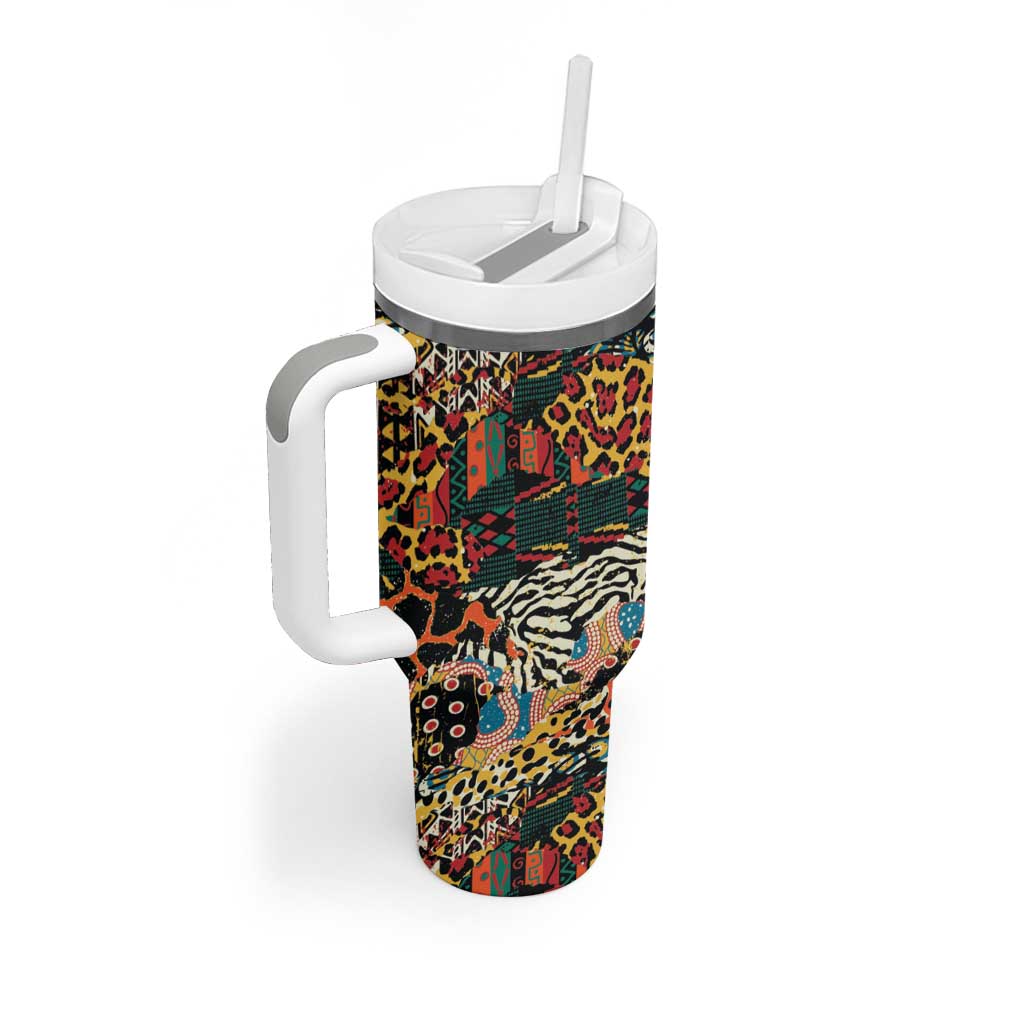 African Mixed Wild Animal Skins Tumbler With Handle LT9
