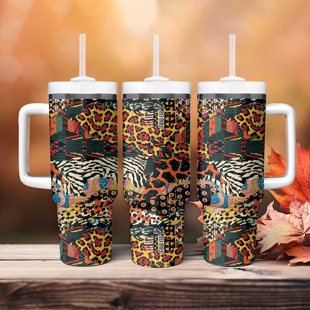 African Mixed Wild Animal Skins Tumbler With Handle LT9