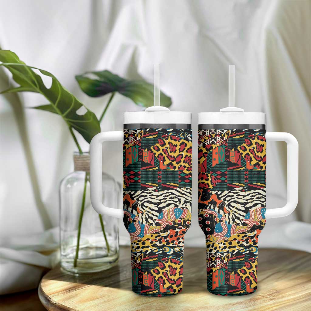 African Mixed Wild Animal Skins Tumbler With Handle LT9
