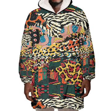 African Mixed Wild Animal Skins Wearable Blanket Hoodie LT9