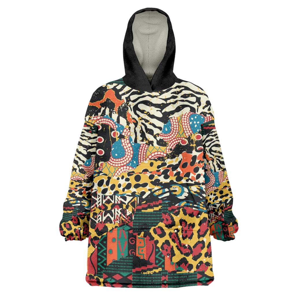 African Mixed Wild Animal Skins Wearable Blanket Hoodie LT9