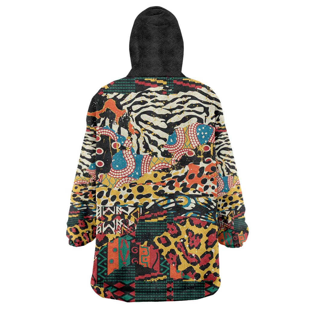 African Mixed Wild Animal Skins Wearable Blanket Hoodie LT9