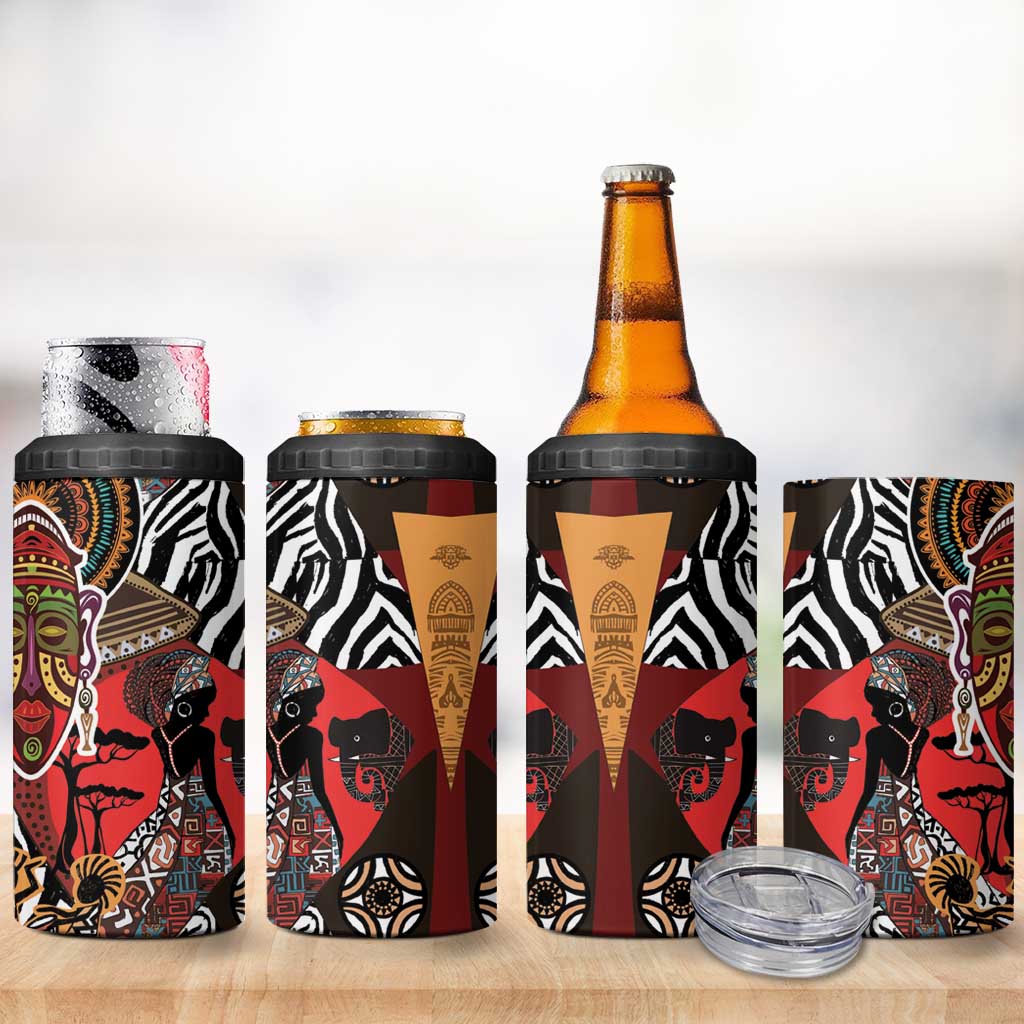 Beautiful African Women Ethnic Motifs 4 in 1 Can Cooler Tumbler LT9