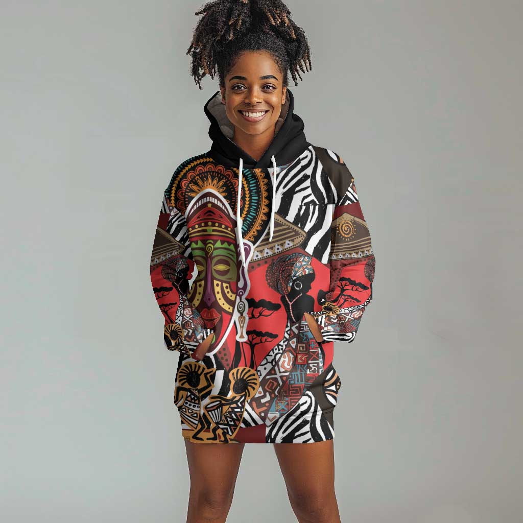 Beautiful African Women Ethnic Motifs Hoodie Dress LT9