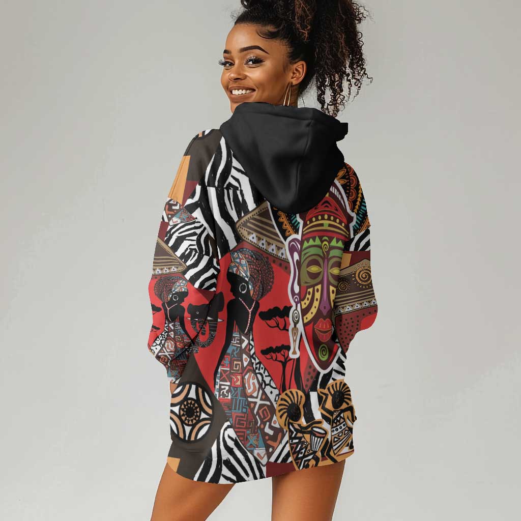 Beautiful African Women Ethnic Motifs Hoodie Dress LT9