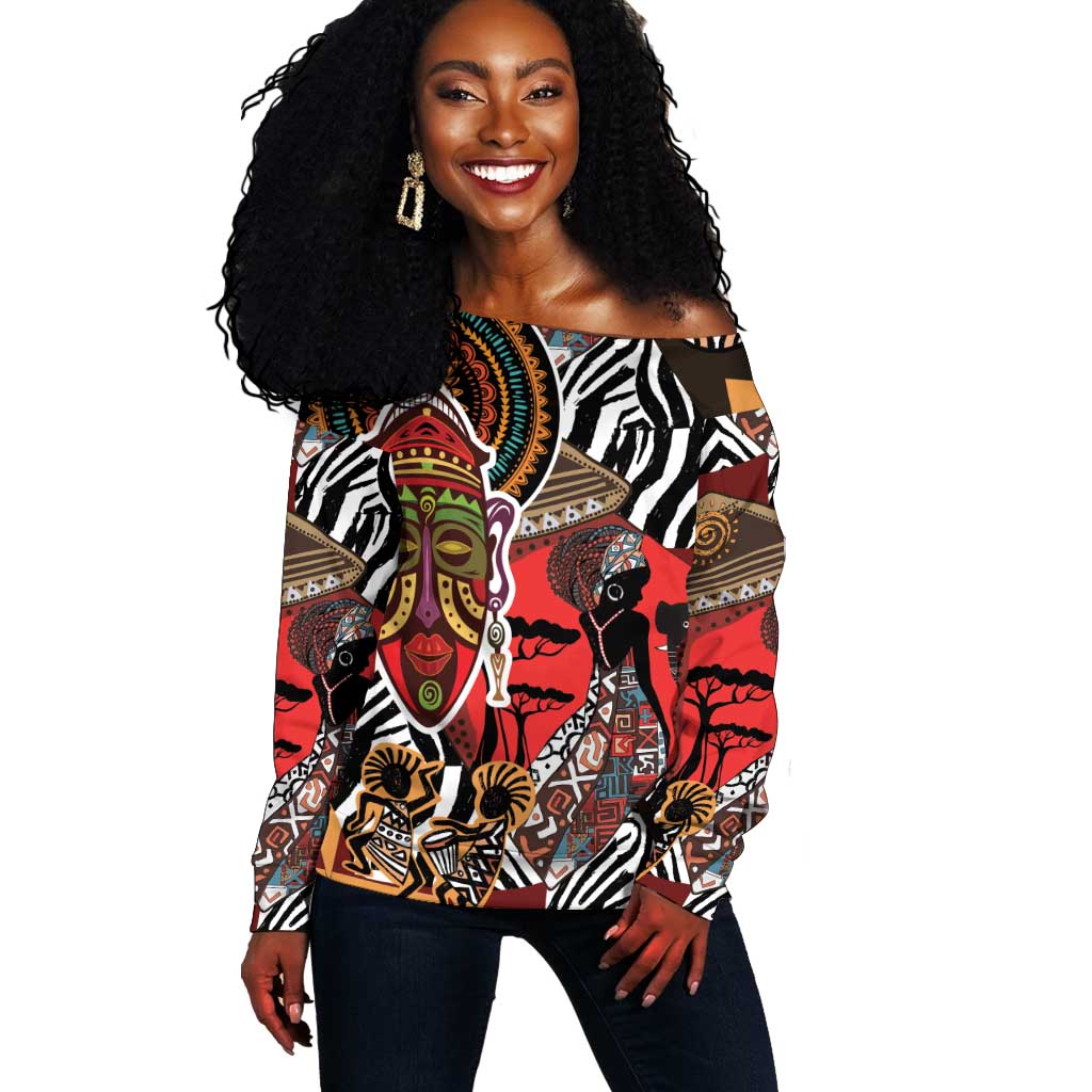 Beautiful African Women Ethnic Motifs Off Shoulder Sweater LT9