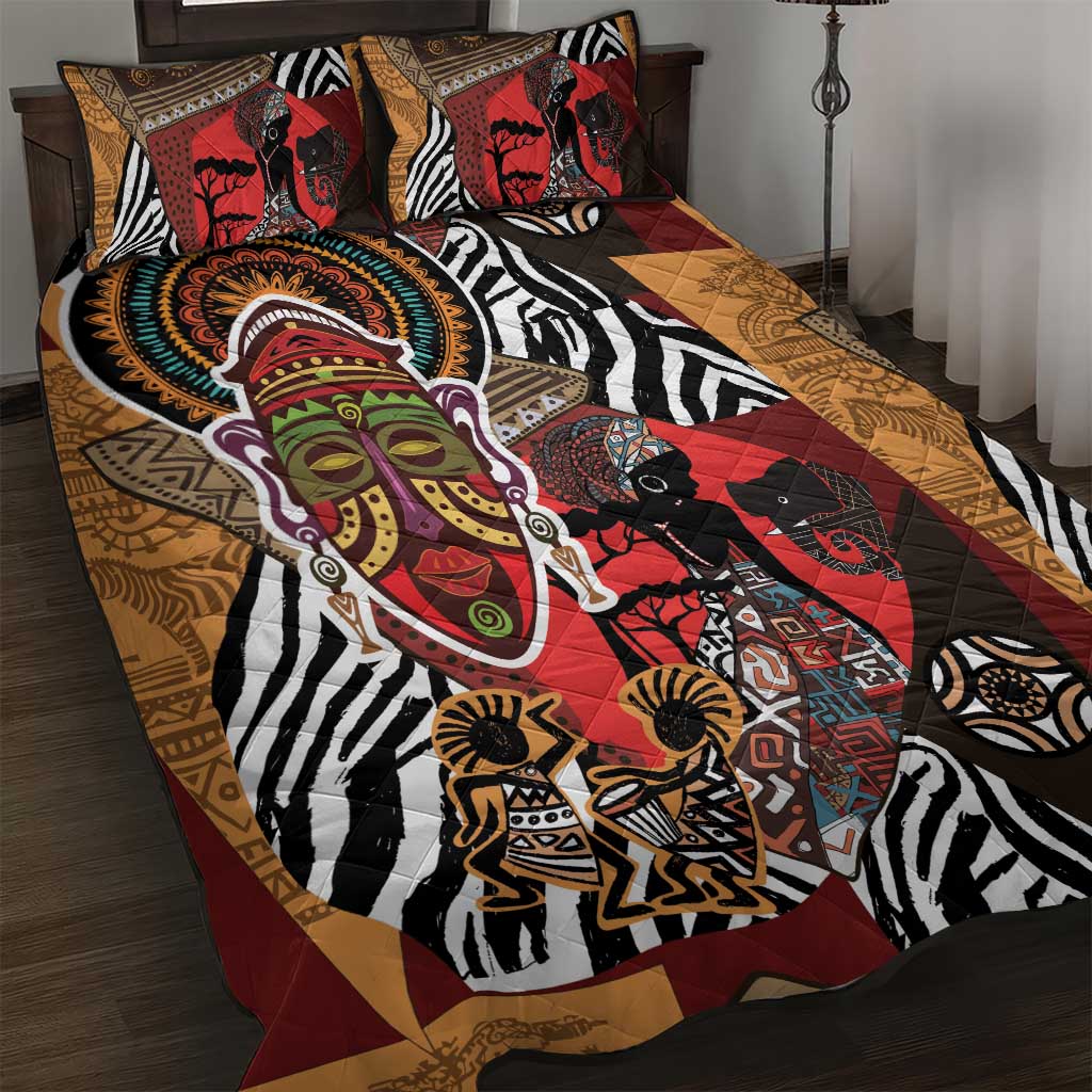 Beautiful African Women Ethnic Motifs Quilt Bed Set LT9