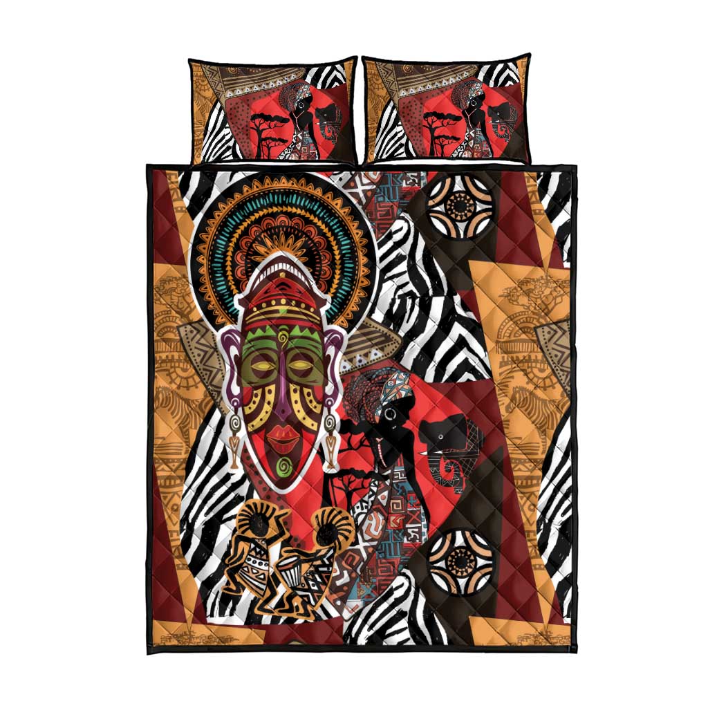 Beautiful African Women Ethnic Motifs Quilt Bed Set LT9