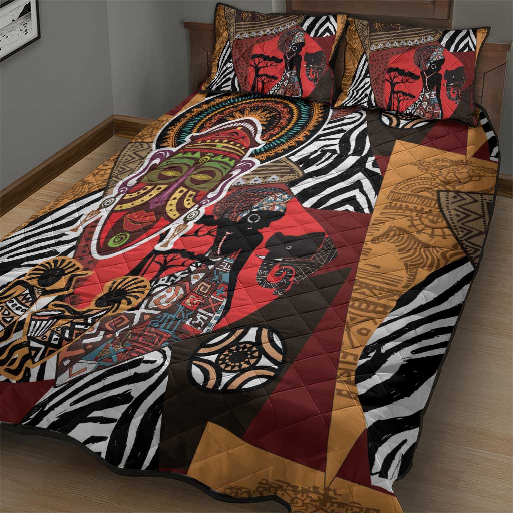 Beautiful African Women Ethnic Motifs Quilt Bed Set LT9