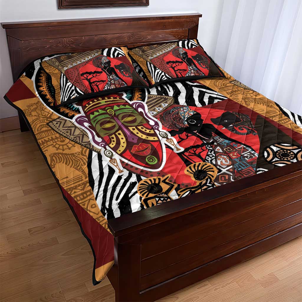 Beautiful African Women Ethnic Motifs Quilt Bed Set LT9