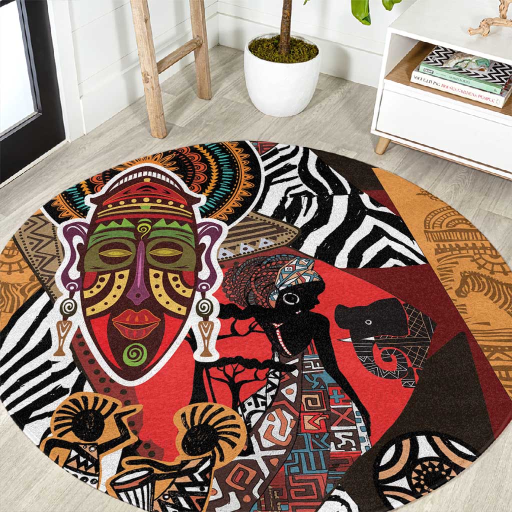Beautiful African Women Ethnic Motifs Round Carpet LT9