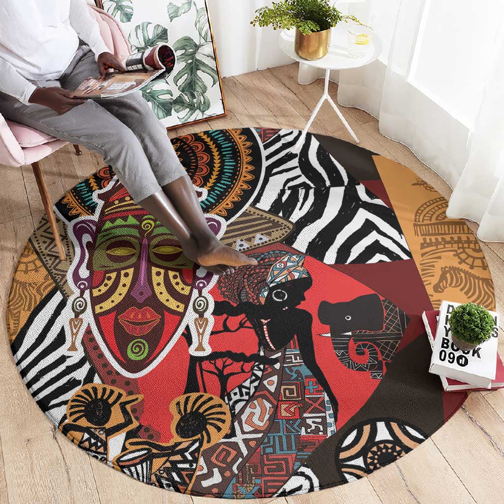Beautiful African Women Ethnic Motifs Round Carpet LT9