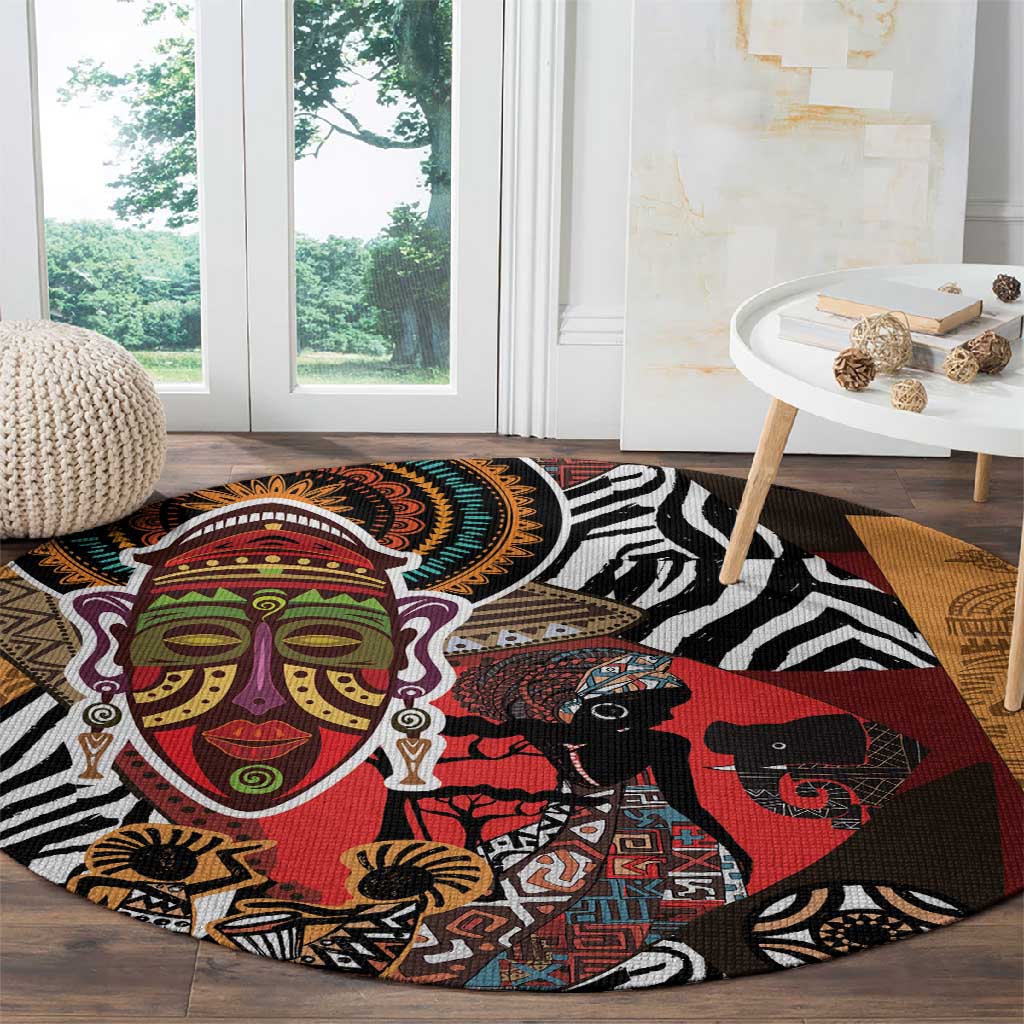 Beautiful African Women Ethnic Motifs Round Carpet LT9
