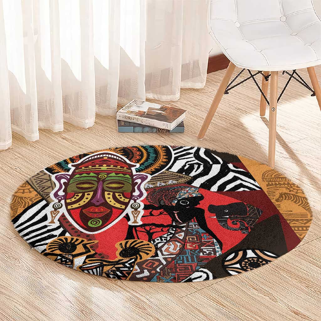 Beautiful African Women Ethnic Motifs Round Carpet LT9