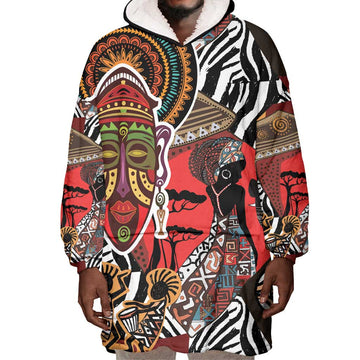 Beautiful African Women Ethnic Motifs Wearable Blanket Hoodie LT9
