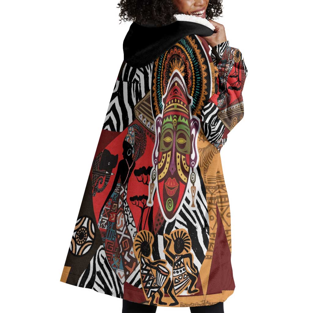 Beautiful African Women Ethnic Motifs Wearable Blanket Hoodie LT9