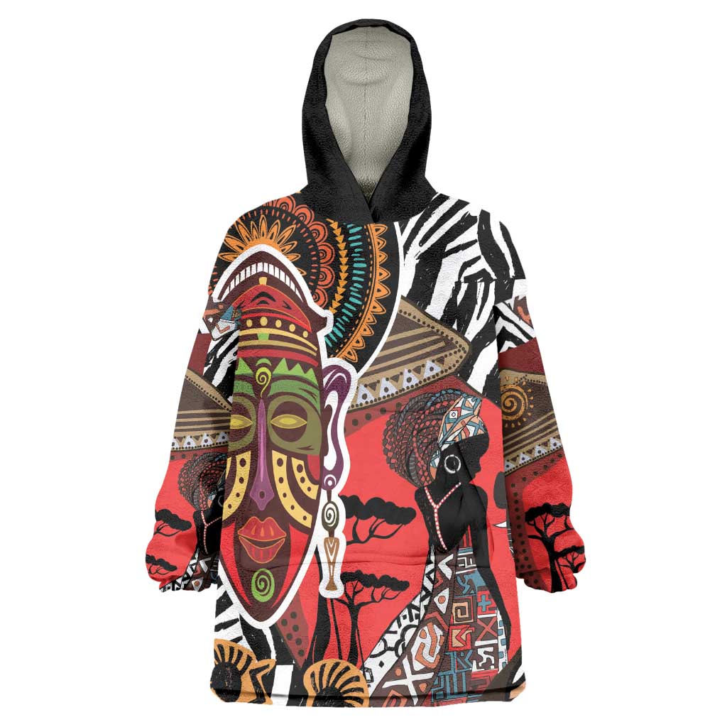 Beautiful African Women Ethnic Motifs Wearable Blanket Hoodie LT9