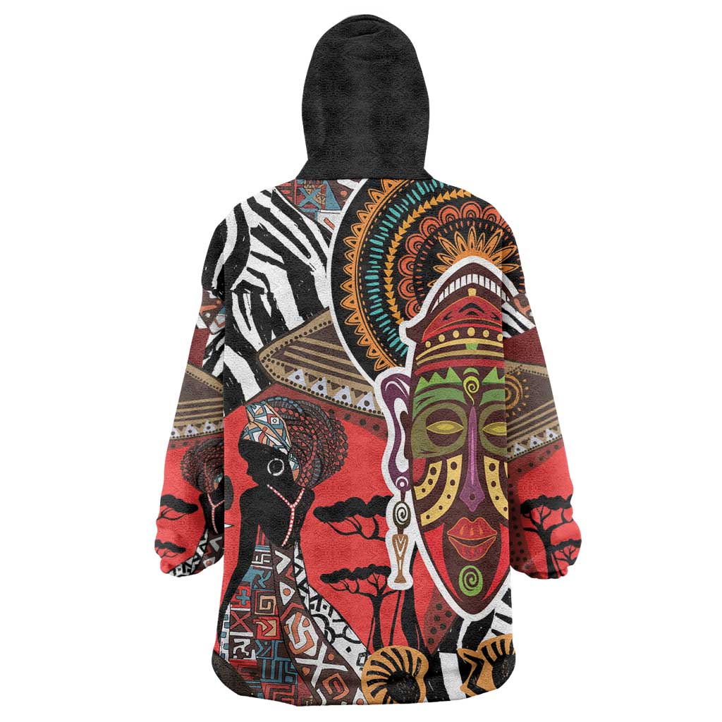 Beautiful African Women Ethnic Motifs Wearable Blanket Hoodie LT9