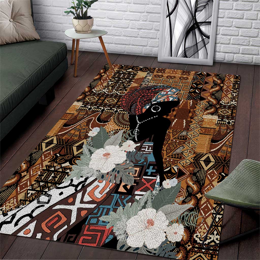 Beautiful Black Woman Area Rug African Tribal Pattern LT9