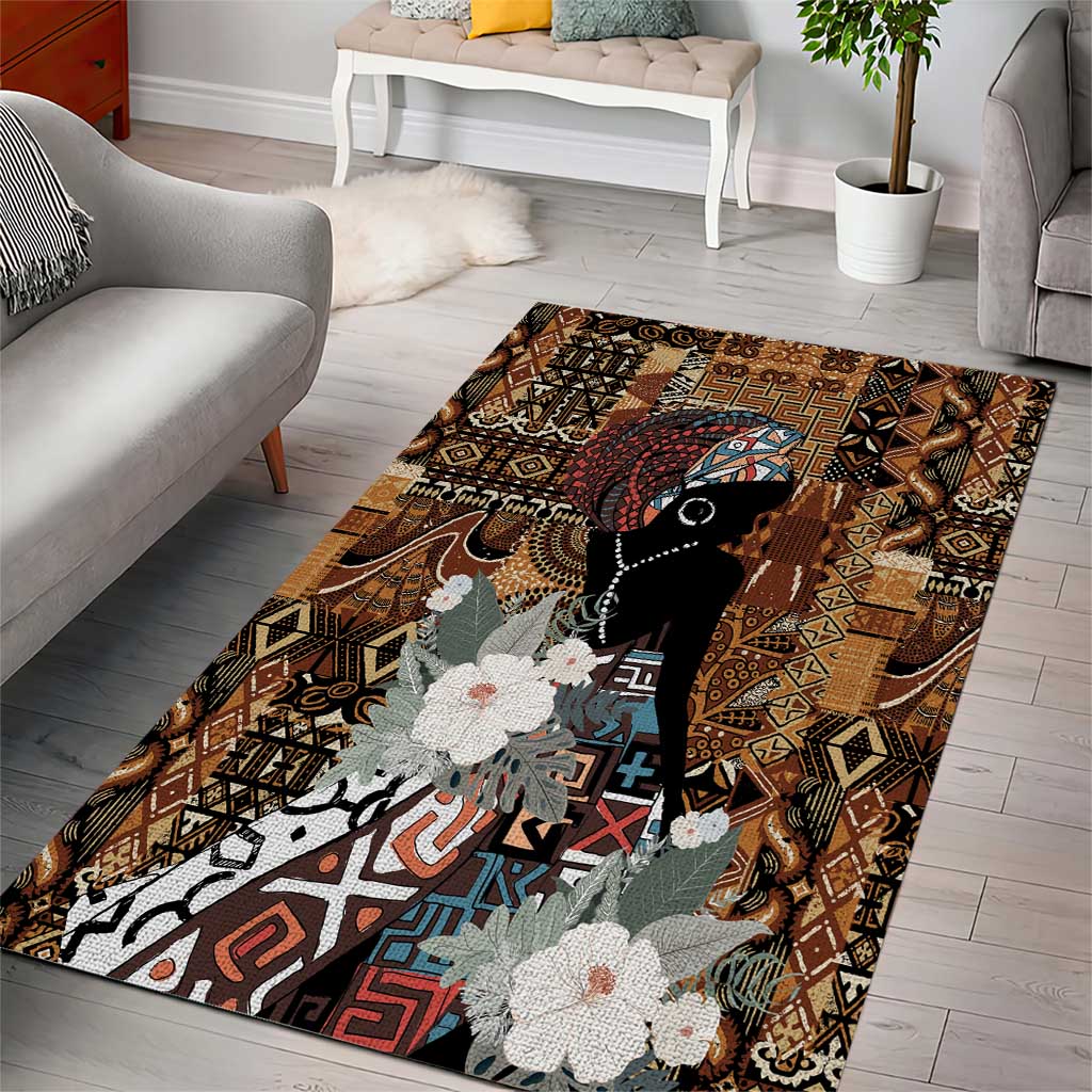 Beautiful Black Woman Area Rug African Tribal Pattern LT9