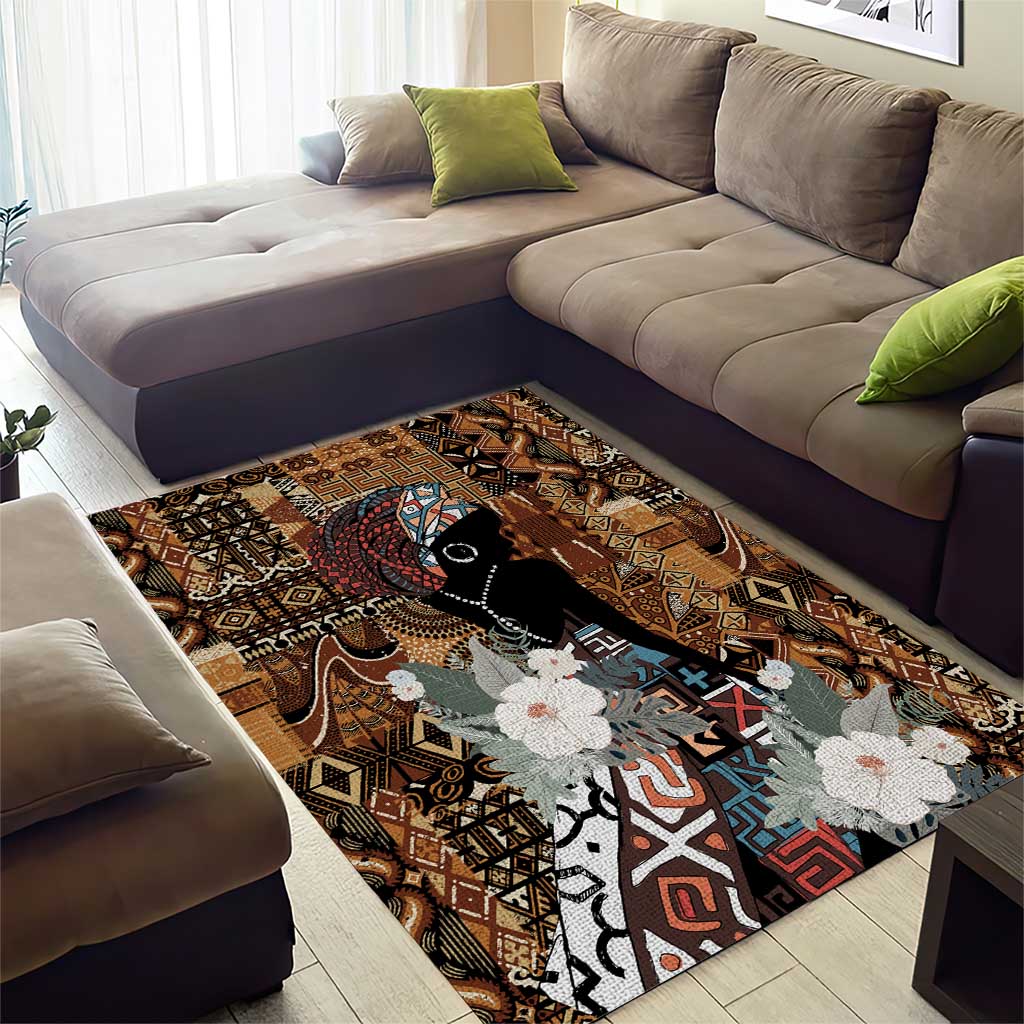 Beautiful Black Woman Area Rug African Tribal Pattern LT9