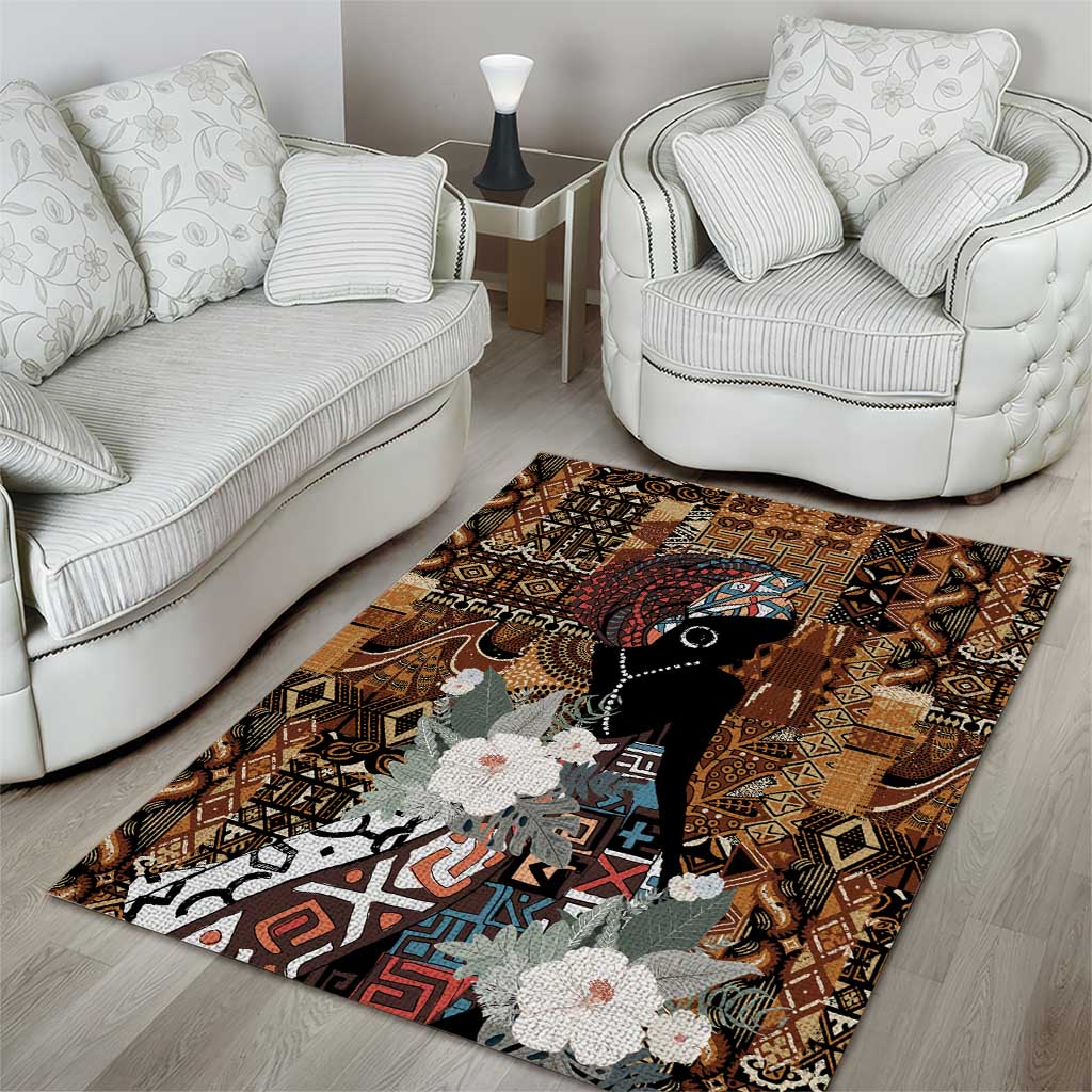 Beautiful Black Woman Area Rug African Tribal Pattern LT9