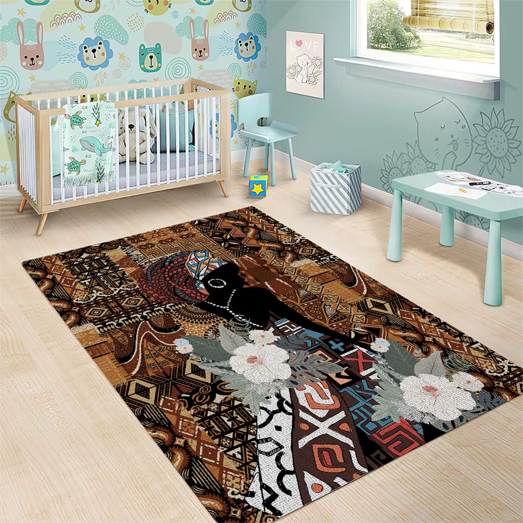 Beautiful Black Woman Area Rug African Tribal Pattern LT9