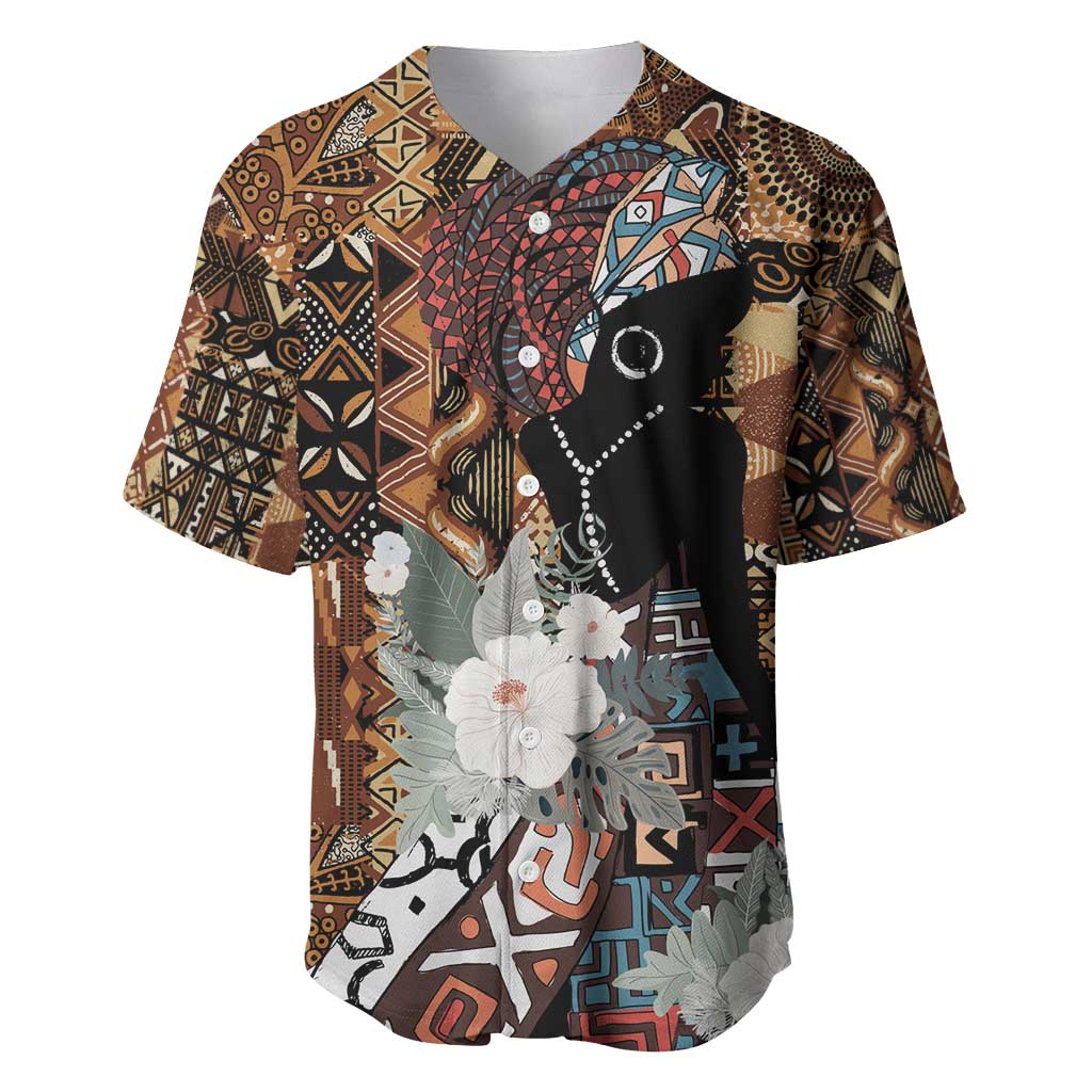 Beautiful Black Woman Baseball Jersey African Tribal Pattern LT9