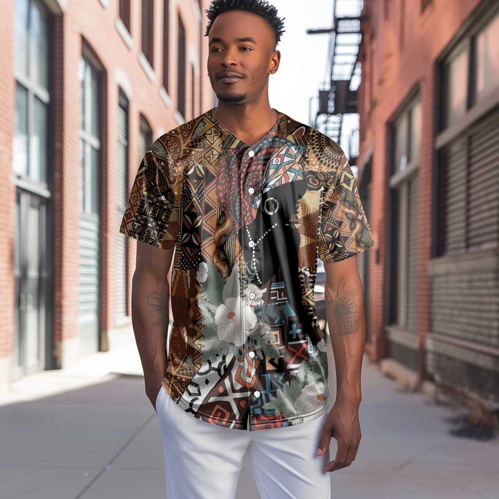 Beautiful Black Woman Baseball Jersey African Tribal Pattern LT9