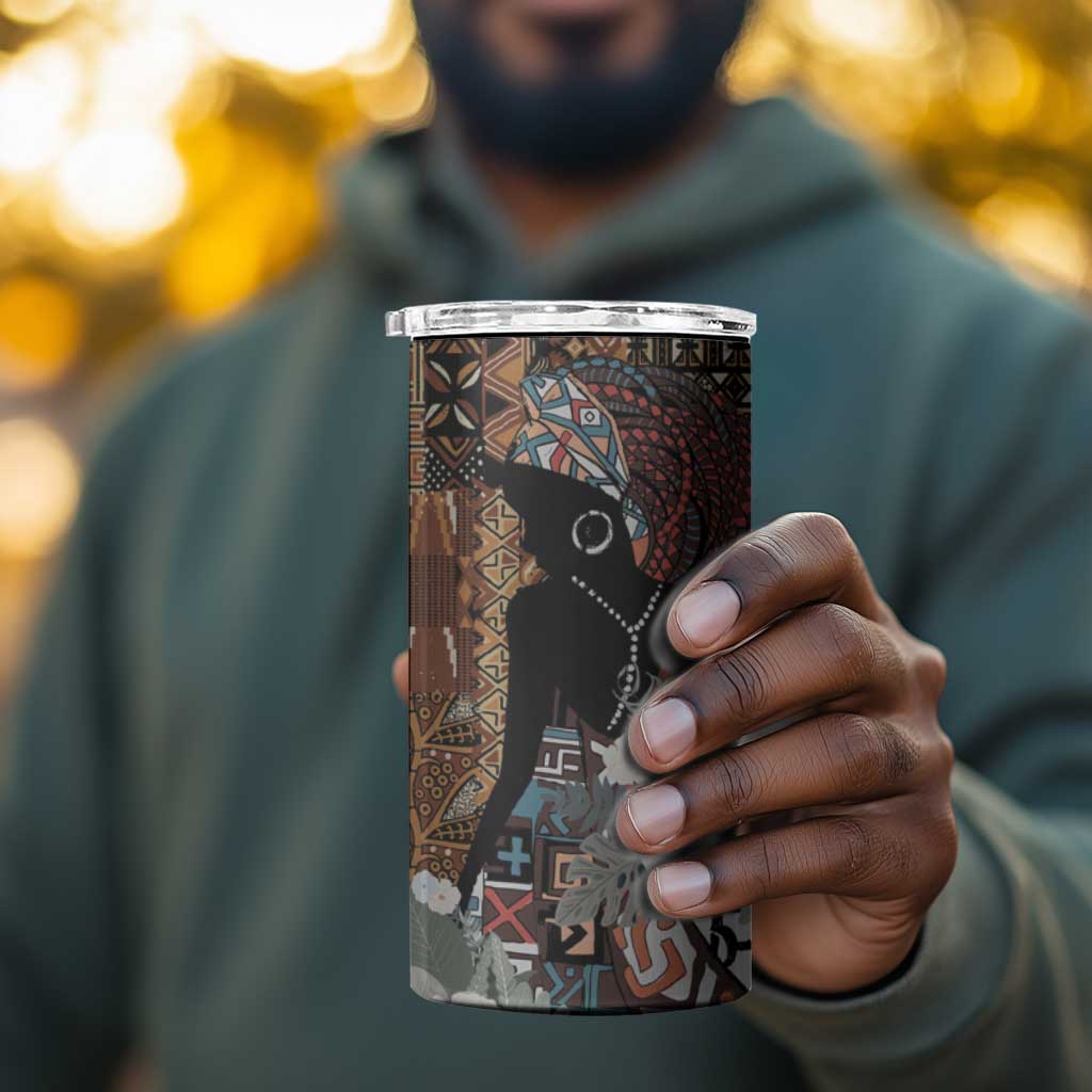 Beautiful Black Woman 4 in 1 Can Cooler Tumbler African Tribal Pattern LT9