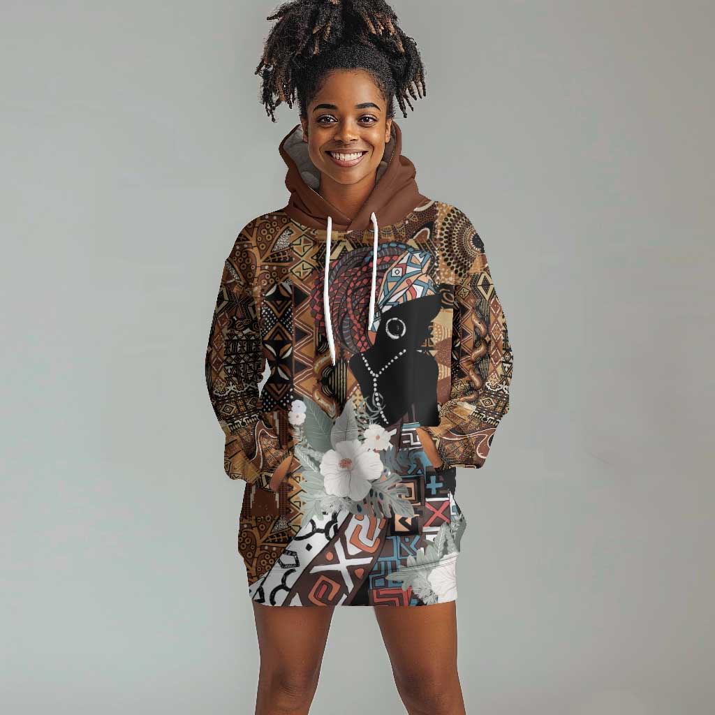 Beautiful Black Woman Hoodie Dress African Tribal Pattern LT9