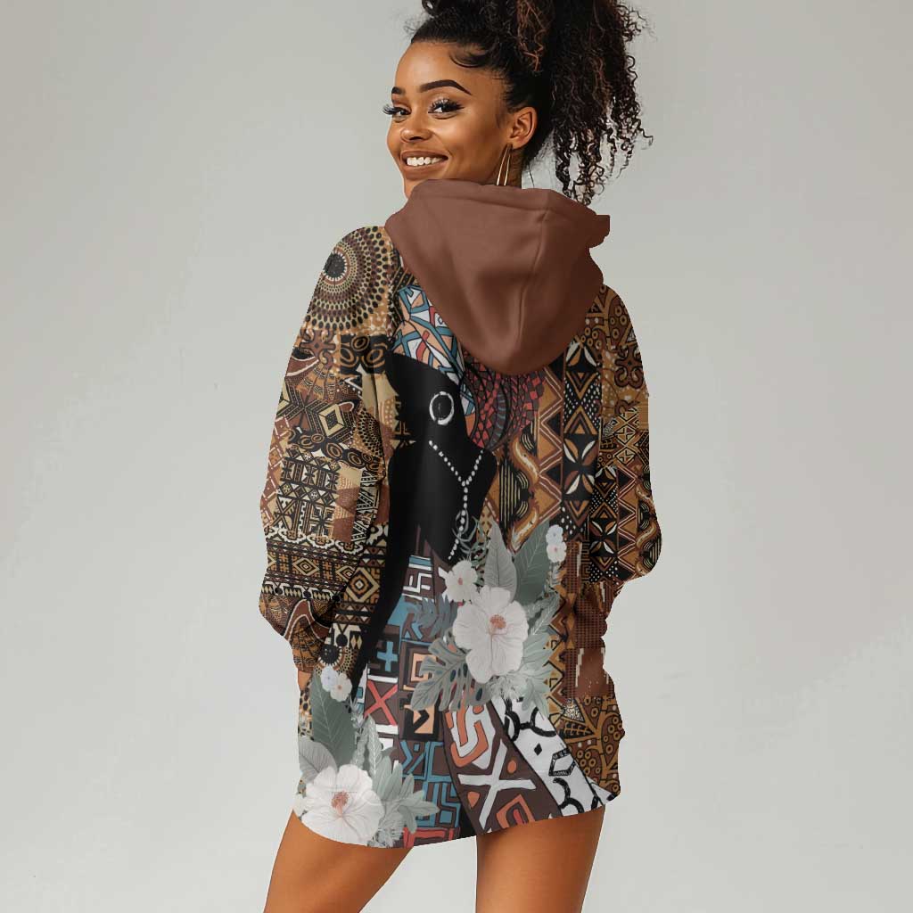 Beautiful Black Woman Hoodie Dress African Tribal Pattern LT9