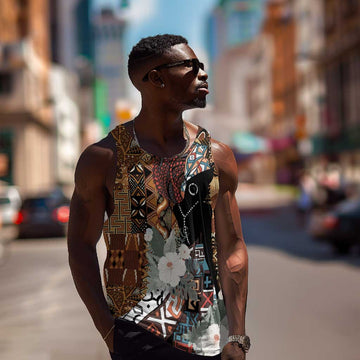 Beautiful Black Woman Men Tank Top African Tribal Pattern LT9