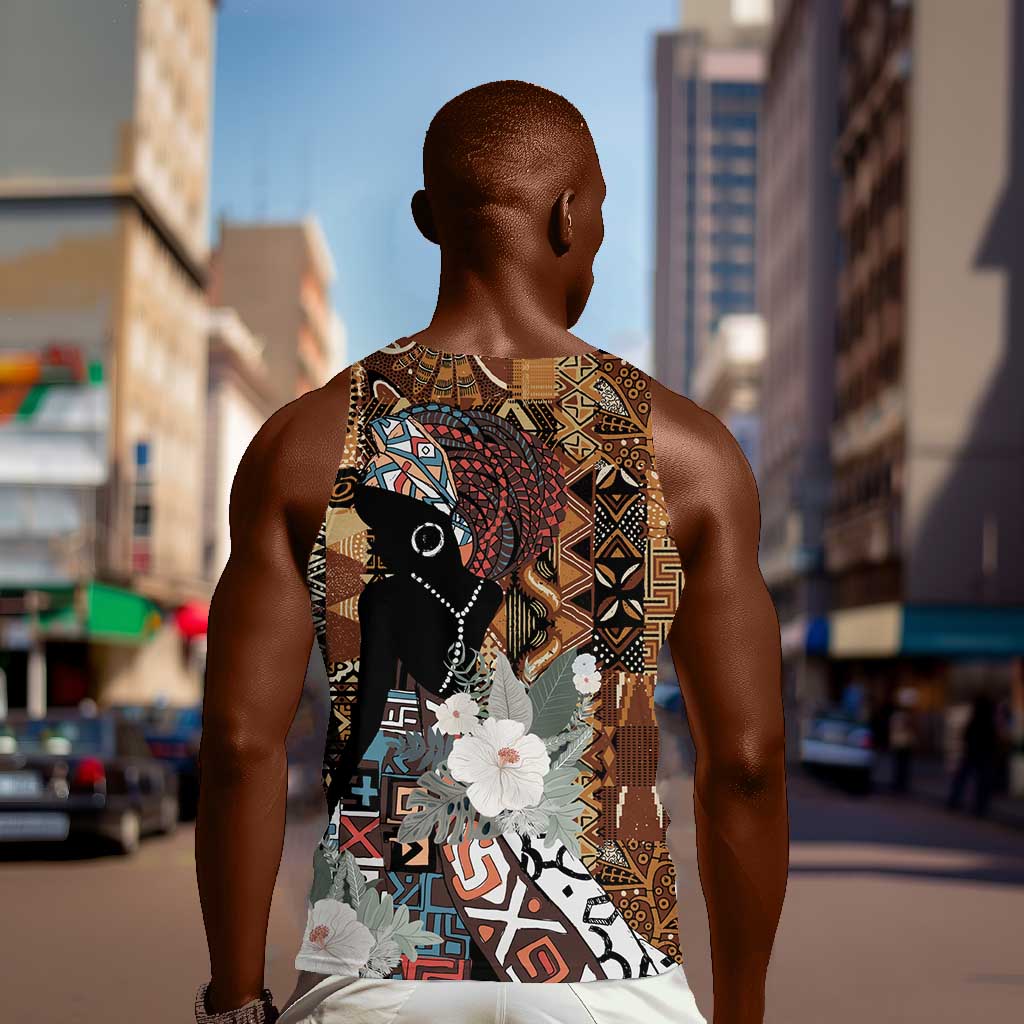 Beautiful Black Woman Men Tank Top African Tribal Pattern LT9