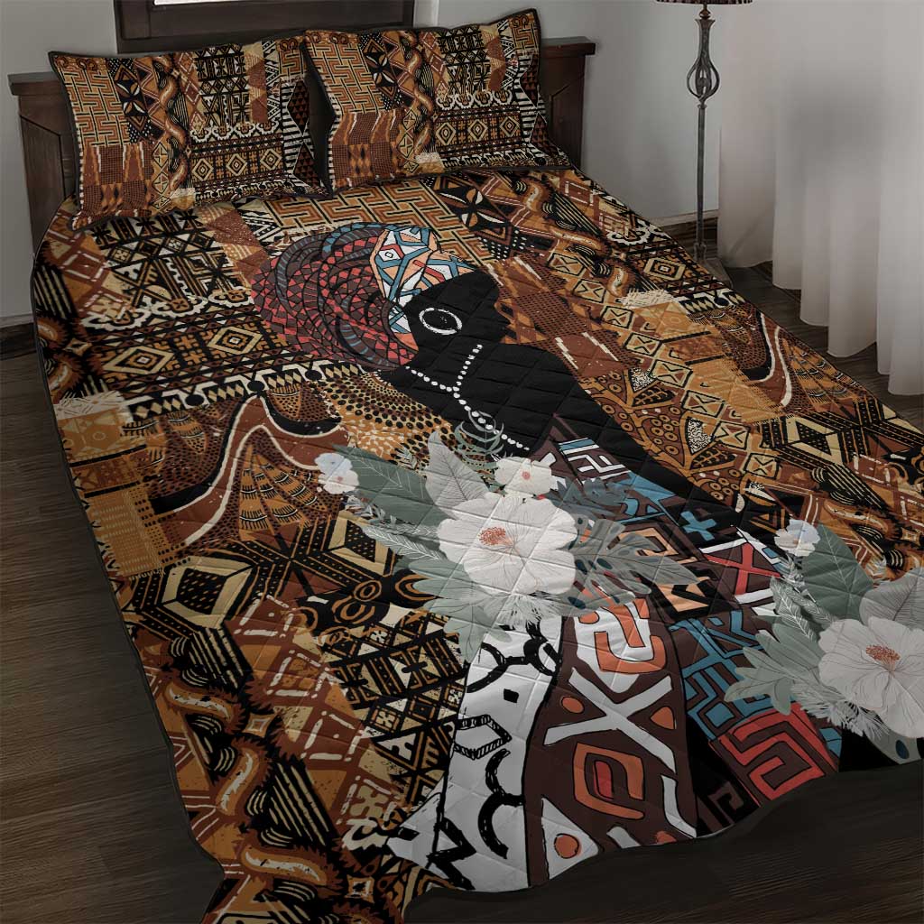 Beautiful Black Woman Quilt Bed Set African Tribal Pattern LT9