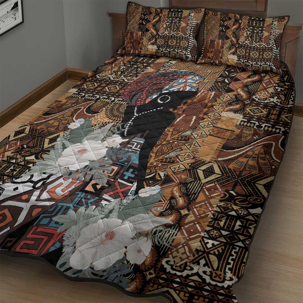Beautiful Black Woman Quilt Bed Set African Tribal Pattern LT9