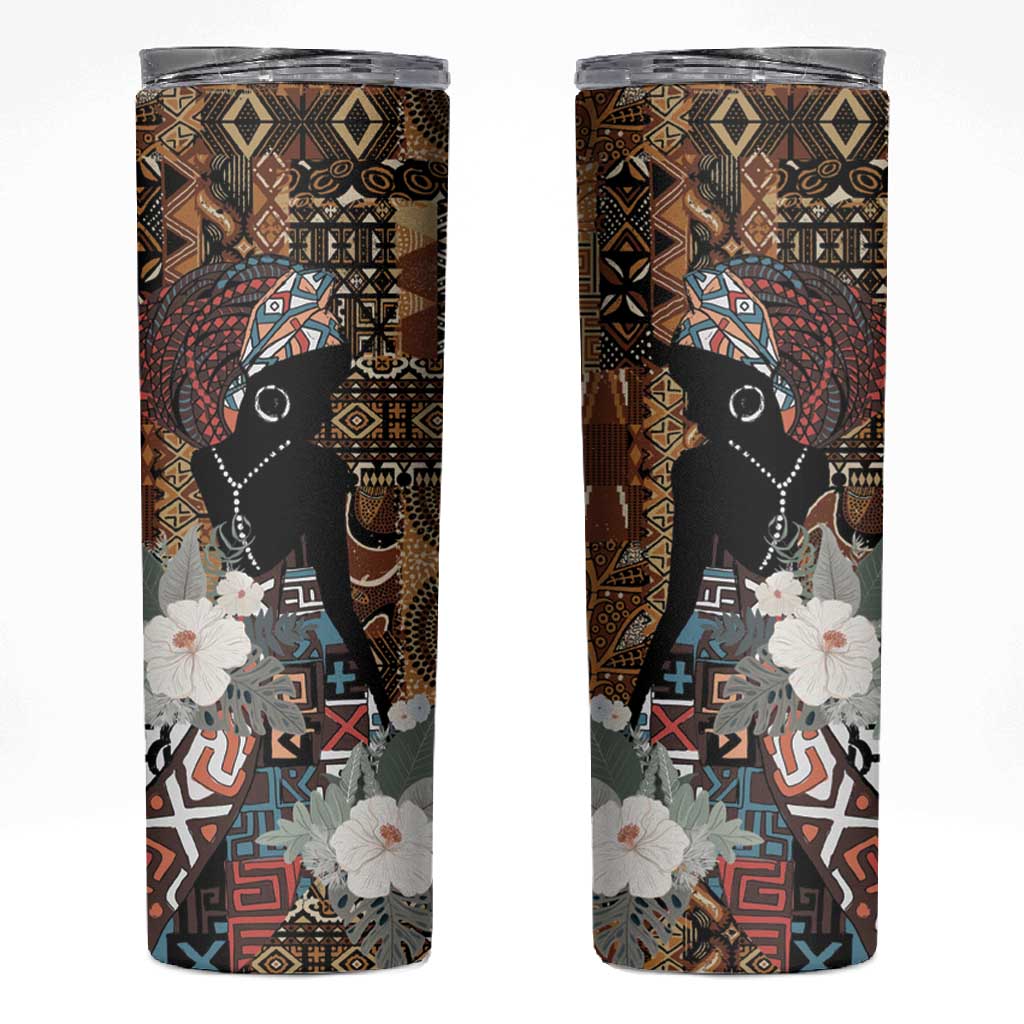 Beautiful Black Woman Skinny Tumbler African Tribal Pattern LT9