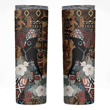 Beautiful Black Woman Skinny Tumbler African Tribal Pattern LT9